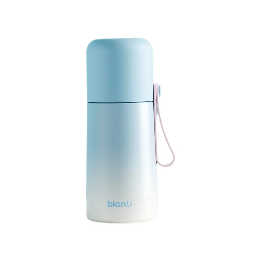 Portable Gradient Design Thermos Cup Leak-Proof Stainless Steel Insulated Cup High Appearance Double Lid Cup Outdoor